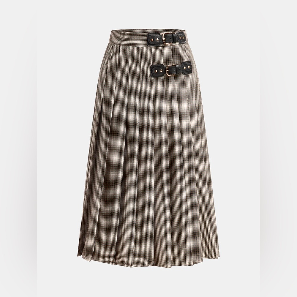 Commense Commense Buckle Detail Houndstooth Pleated Midi Skirt
Size M